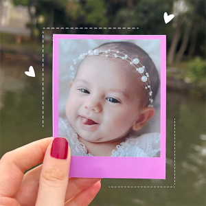 Polaroid colorida papel fotográfico 9,5x7,5 frente personalizada, verso tradicional   